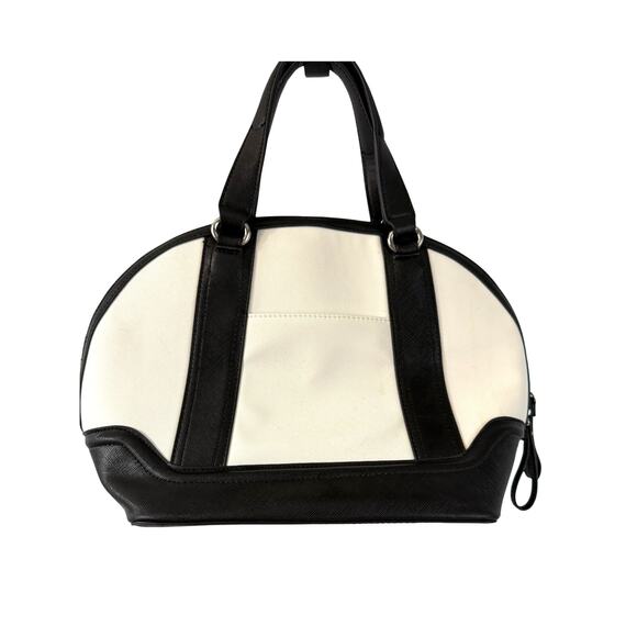 Sharif 1827 Duffel Bowling Purse White Black Structured Hand Held w/ Wallet Chic - Picture 3 of 8